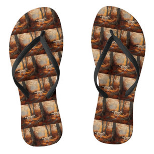 English Setter in Autumn Leaves Fall Inspire Flip Flops