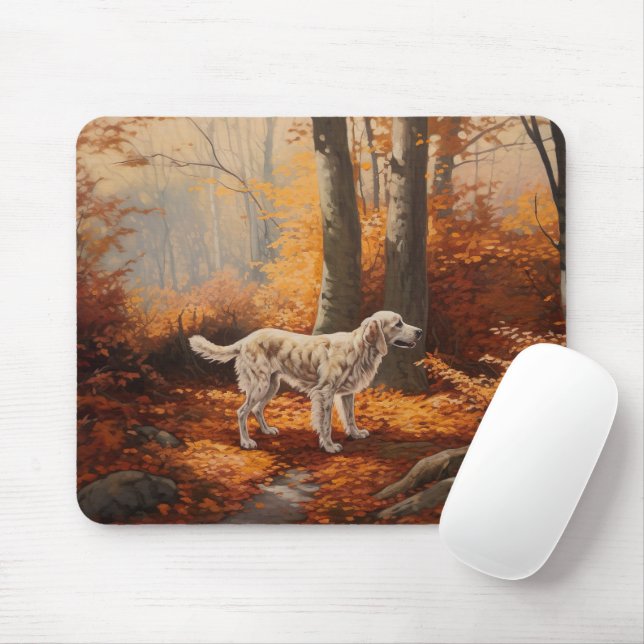 English Setter in Autumn Leaves Fall Inspire Mouse Pad (With Mouse)