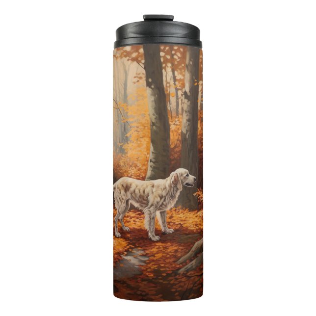 English Setter in Autumn Leaves Fall Inspire Thermal Tumbler (Front)