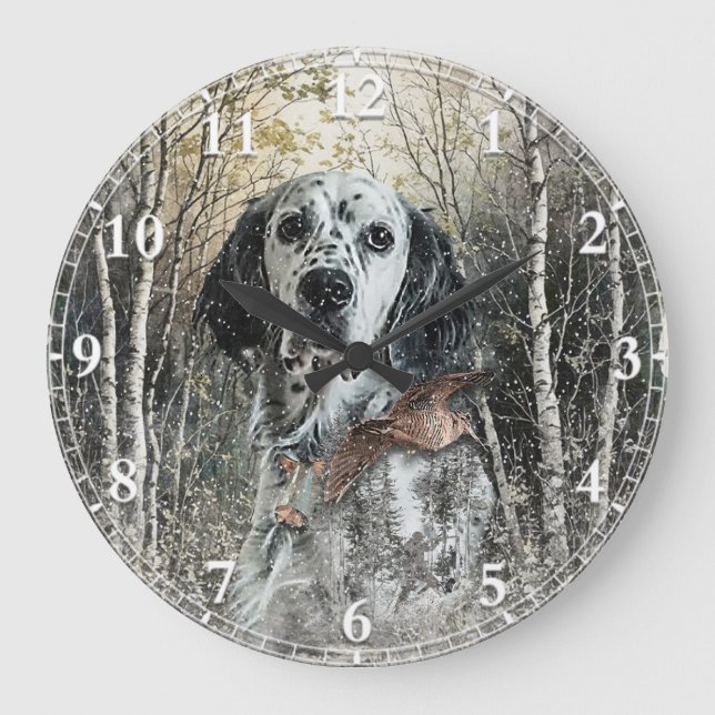 English Setter  Large Clock (Front)