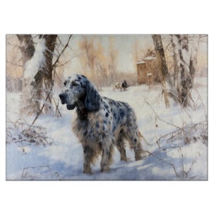 English Setter Let It Snow Christmas Cutting Board
