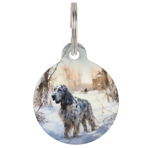 English Setter Let It Snow Christmas Pet Tag