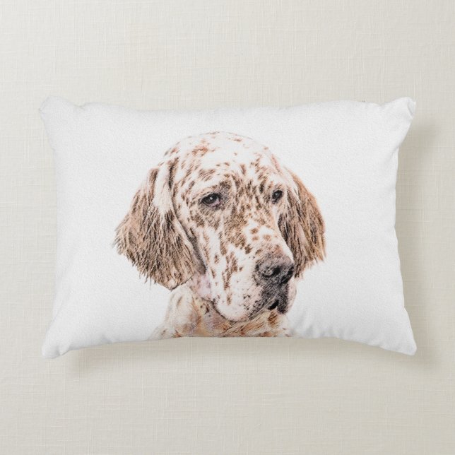 English Setter Orange Belton Painting Dog Art Accent Pillow (Front)