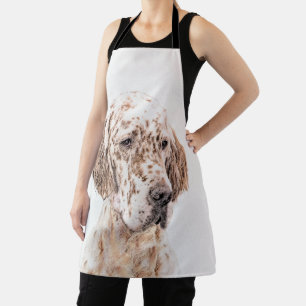 English Setter Orange Belton Painting Dog Art Apron