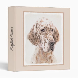 English Setter Orange Belton Painting Dog Art Binder