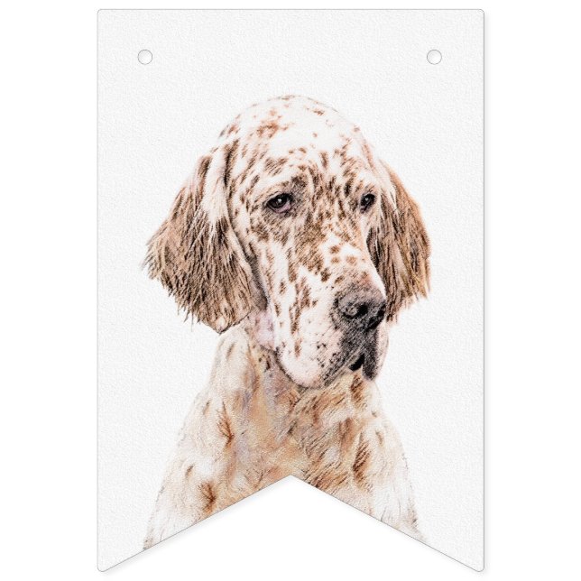 English Setter Orange Belton Painting Dog Art Bunting Flags (First Flag)