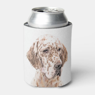 English Setter Orange Belton Painting Dog Art Can Cooler