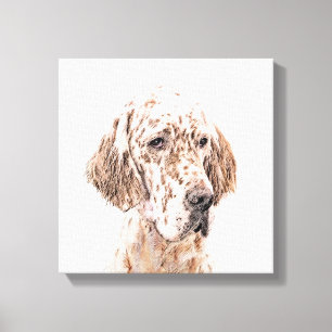 English Setter Orange Belton Painting Dog Art Canvas Print