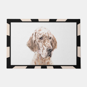 English Setter Orange Belton Painting Dog Art Doormat