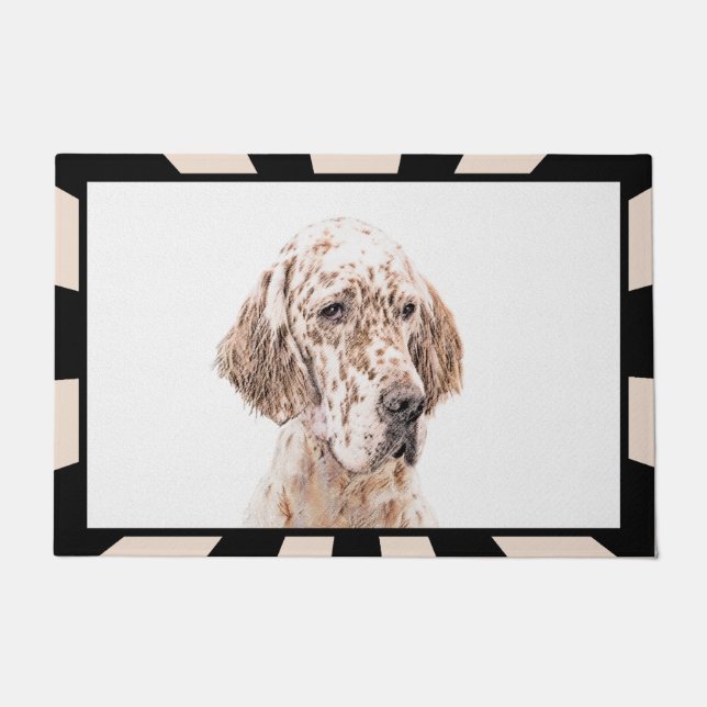 English Setter Orange Belton Painting Dog Art Doormat (Front)