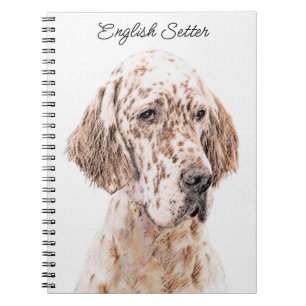 English Setter Orange Belton Painting Dog Art Notebook