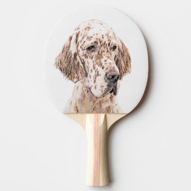 English Setter Orange Belton Painting Dog Art Ping Pong Paddle (Front)