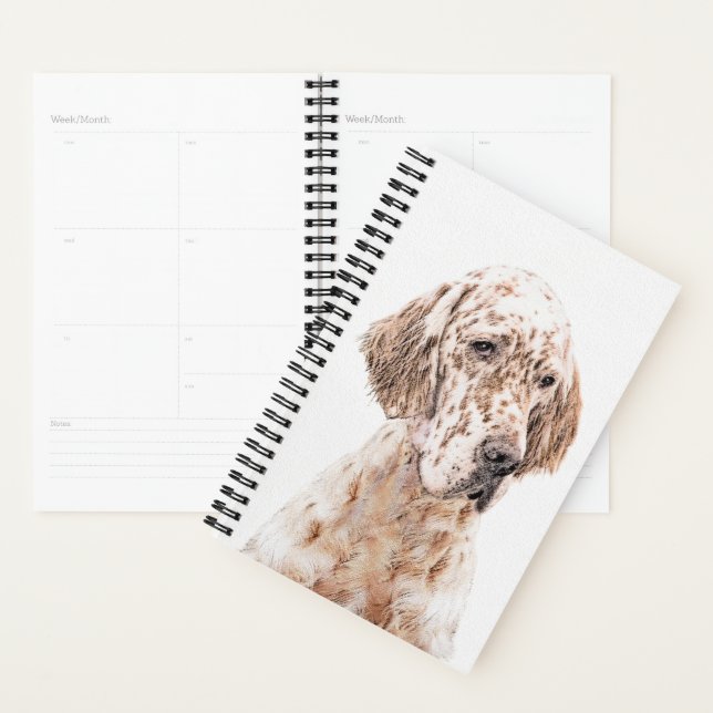 English Setter Orange Belton Painting Dog Art Planner (Display)