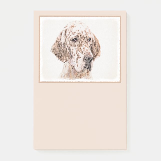 English Setter Orange Belton Painting Dog Art Post-it Notes (Front)
