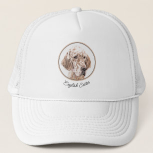 English Setter Orange Belton Painting Dog Art Trucker Hat