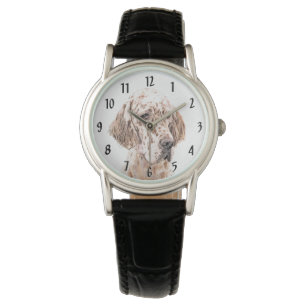 English Setter Orange Belton Painting Dog Art Watch