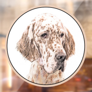 English Setter Orange Belton Painting Dog Art Window Cling