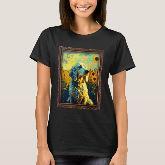 English Setter Painting Sunflower Flower Mom Women T-Shirt (Front)