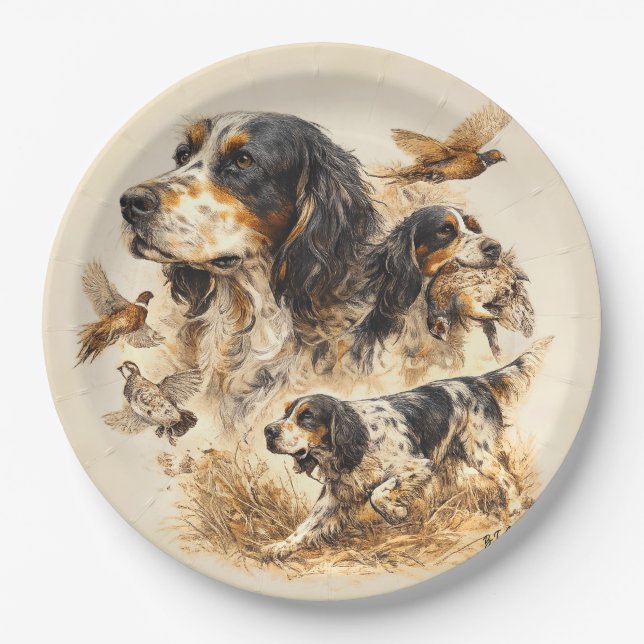 English Setter  Paper Plate (Front)