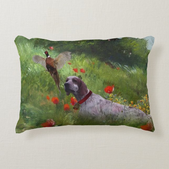 English Setter , Pheasant hunting  Accent Pillow (Front)