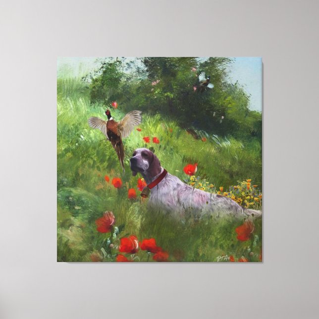 English Setter , Pheasant hunting  Canvas Print (Front)