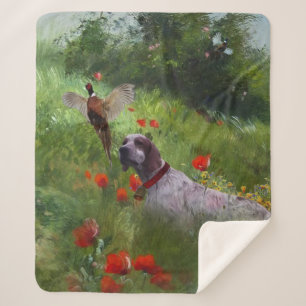 English Setter , Pheasant hunting  Sherpa Blanket