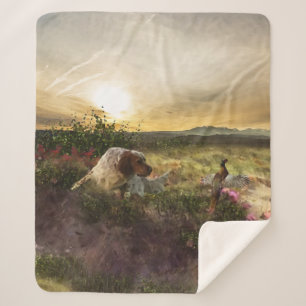 English Setter , Pheasant hunting  Sherpa Blanket