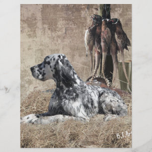 English Setter , Pheasant Hunting Tapestry Poster Letterhead
