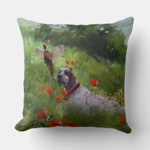 English Setter , Pheasant hunting Throw Pillow