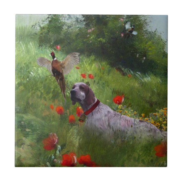 English Setter , Pheasant hunting  Tile (Front)
