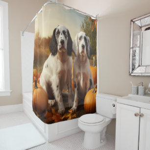 English Setter Puppy Autumn Delight Pumpkin 