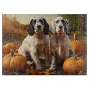 English Setter Puppy Autumn Delight Pumpkin  Cutting Board