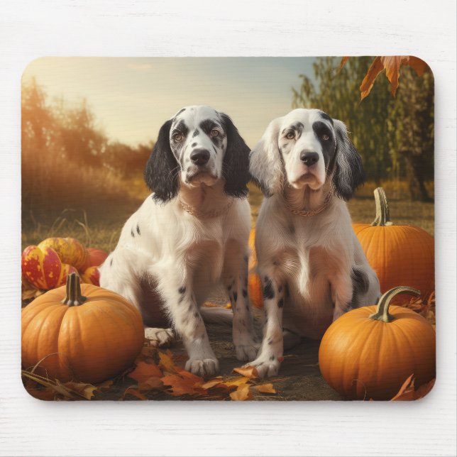 English Setter Puppy Autumn Delight Pumpkin  Mouse Pad (Front)