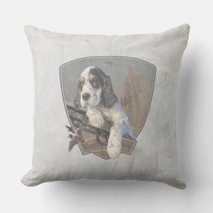 English Setter puppy with a classic shotgun Outdoor Pillow