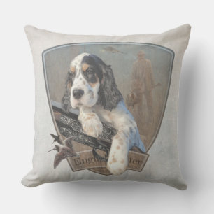 English Setter puppy with a classic shotgun  Throw Pillow