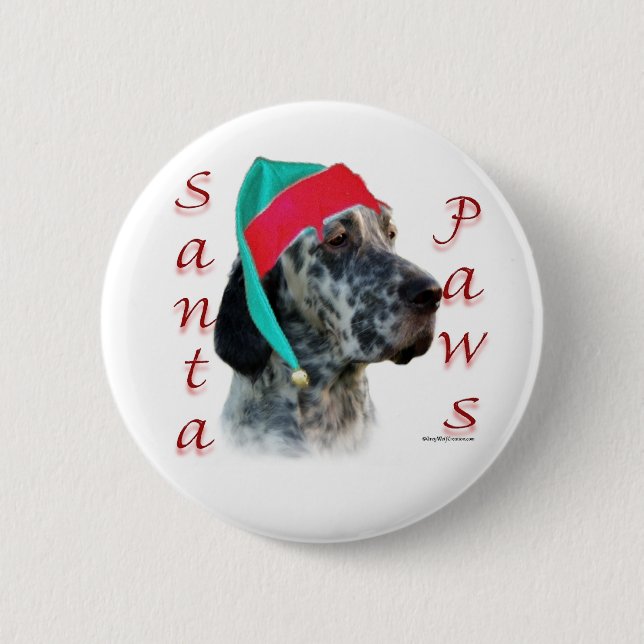 English Setter Santa Paws 2 Inch Round Button (Front)