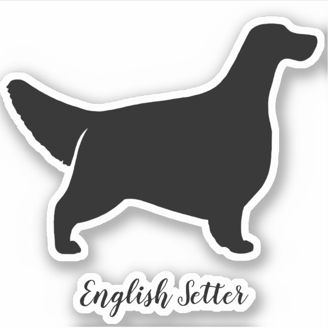 English Setter Silhouette Dog Breed Vinyl Sticker (Front)