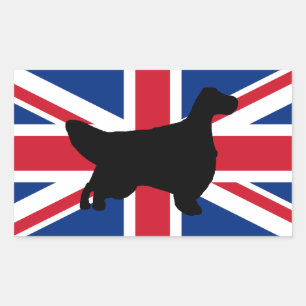 english setter silhouette flag sticker
