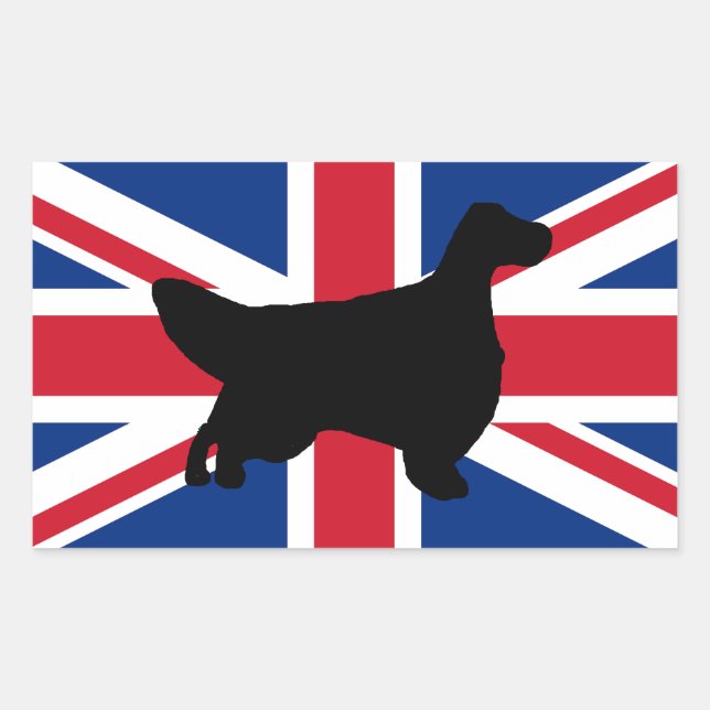 english setter silhouette flag sticker (Front)