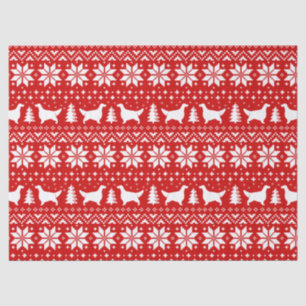 English Setter Silhouettes Christmas Pattern Red Tissue Paper