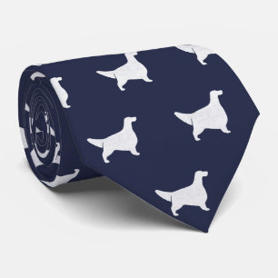 English Setter Silhouettes Pattern Blue Tie
