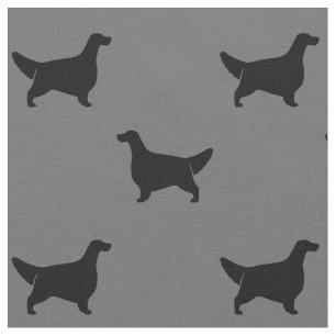 English Setter Silhouettes Pattern Grey and Black Fabric