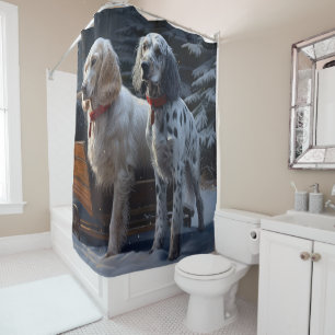 English Setter Snowy Sleigh Christmas Decor 