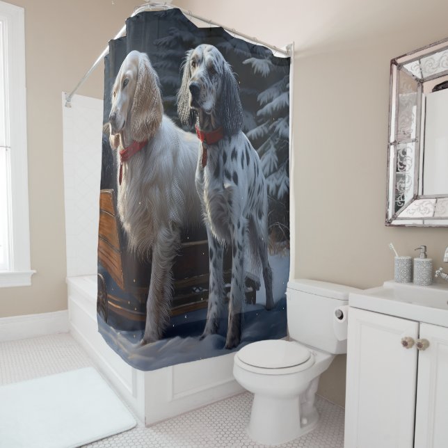 English Setter Snowy Sleigh Christmas Decor  (In Situ)