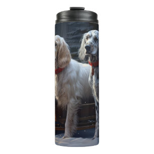 English Setter Snowy Sleigh Christmas Decor  Thermal Tumbler