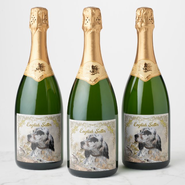  English Setter  Sparkling Wine Label (Bottles)