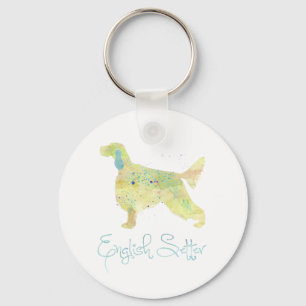 English Setter Watercolor Keychain