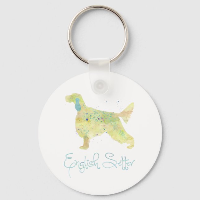 English Setter Watercolor Keychain (Front)