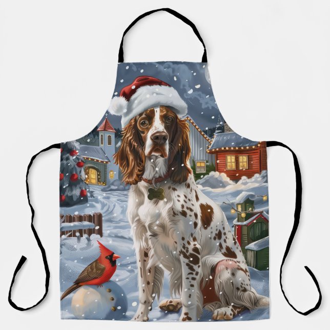 English Setter Winter Wonderland Christmas Joy Apron (Front)