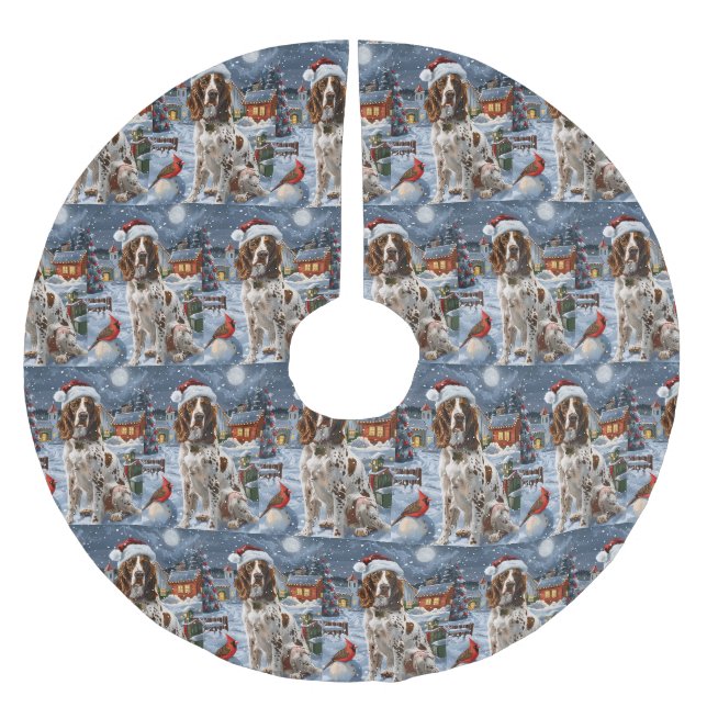 English Setter Winter Wonderland Christmas Joy Brushed Polyester Tree Skirt (Front)
